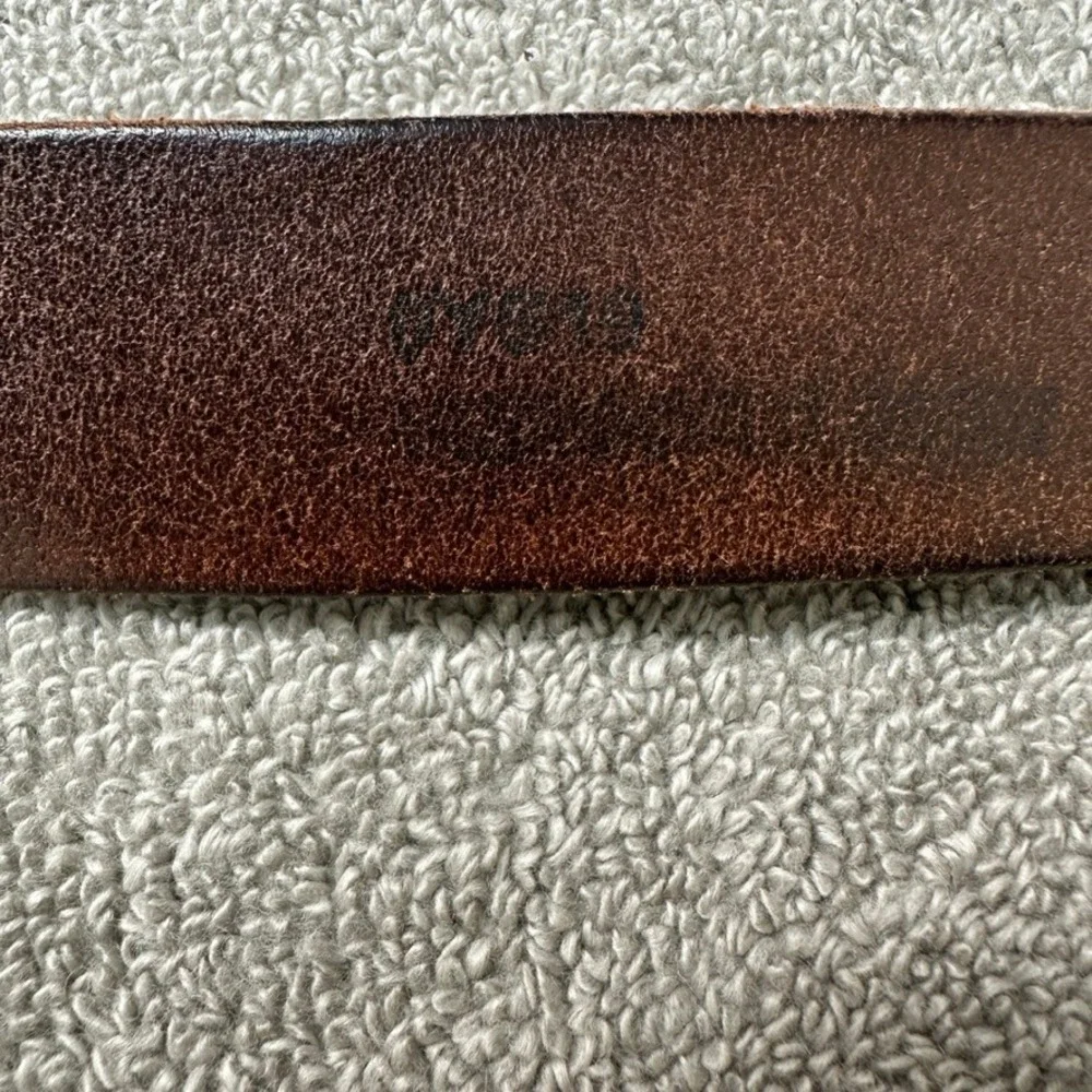 Mens Brown Cowhide Leather Double Prong Belt Made in USA Size 40 Workwear Class